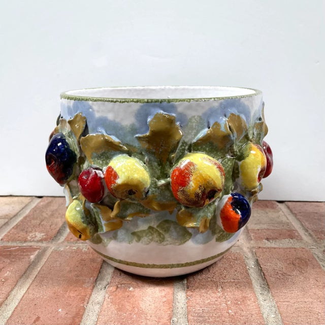 Vintage Italian Majolica Faience Trompe L’oeil Planter Cachepot For Sale In Chicago - Image 6 of 10