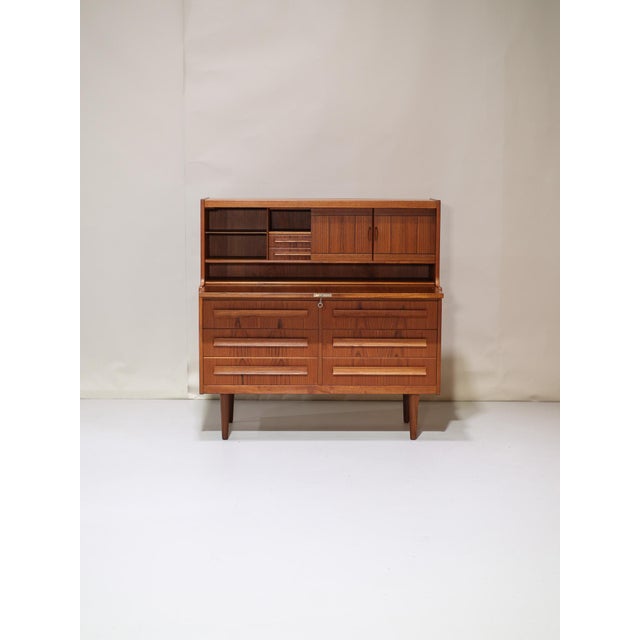 Wood Vintage Danish Secretaire in Teak by Sigfred Omann for Ølholm, 1960s For Sale - Image 7 of 18