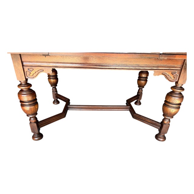 Wood 1930s Draw Leaf Table, Solid Wood, Beautiful Mahogany For Sale - Image 7 of 9