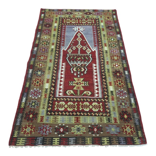 Vintage Turkish Yahyali Kilim Rug For Sale