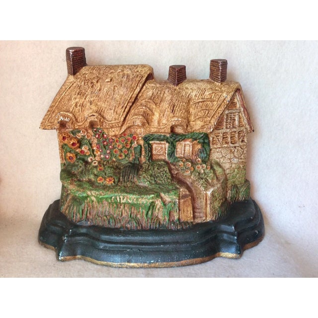 Shabby Chic Vintage Ann Hathaway's Cottage Cast Iron Doorstop For Sale - Image 3 of 3
