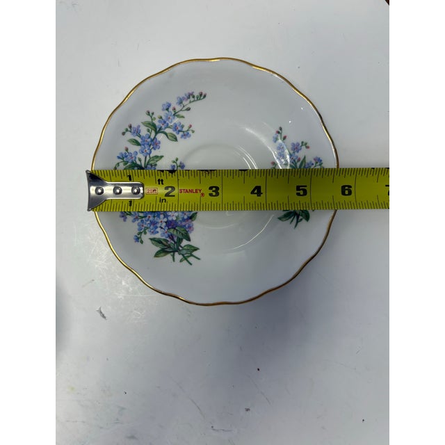 Ceramic Mid 20th Century Royal Vale Forget-Me-Not Bone China Teacup & Saucer, England For Sale - Image 7 of 8