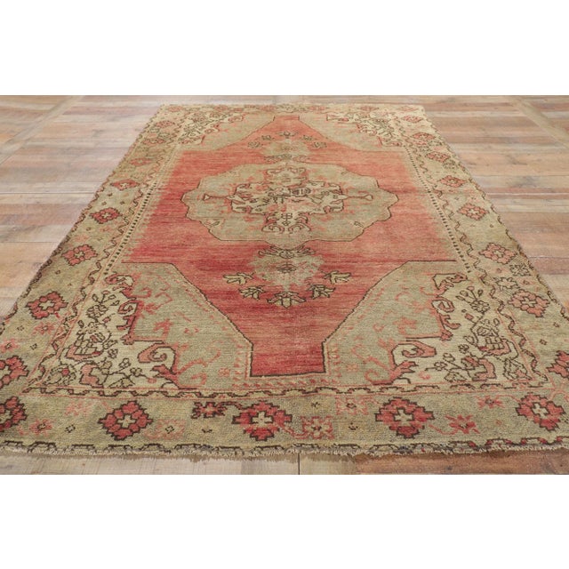 Red Vintage Turkish Oushak Rug - 04'08 X 08'01 For Sale - Image 8 of 10