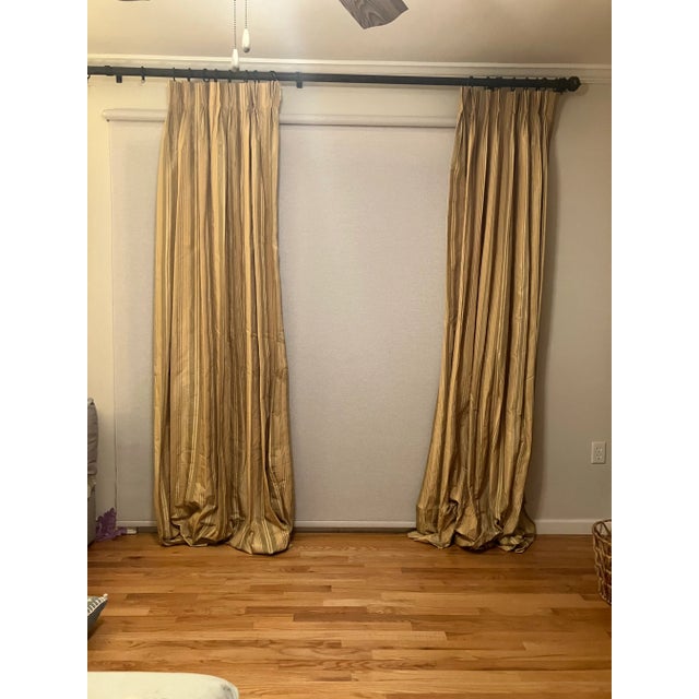 Textile Custom Made Striped Drapery With Lining- Set of 2 For Sale - Image 7 of 8