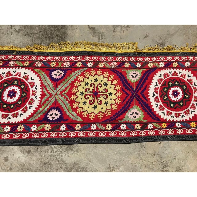 1980s Vintage Handmade Table Runner with Yellow Tassel, 1980s For Sale - Image 5 of 6