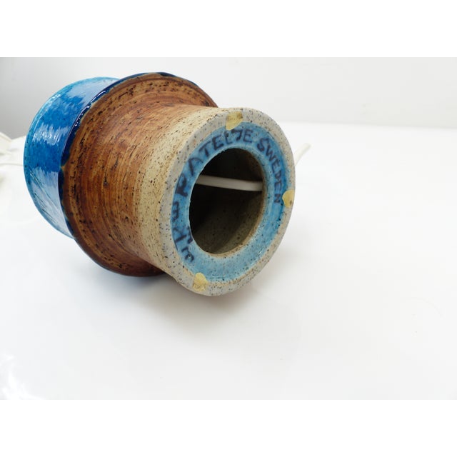 Blue Stoneware Table Lamp by Inger Persson for Rörstrand, Sweden, 1960s For Sale - Image 6 of 8