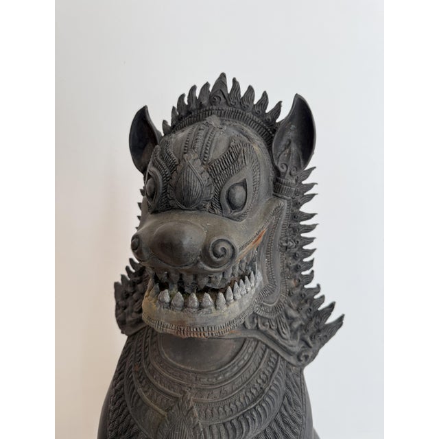 Thai Artist, Guardian Lions, 19th Century, Bronzes, Set of 2 For Sale - Image 11 of 18