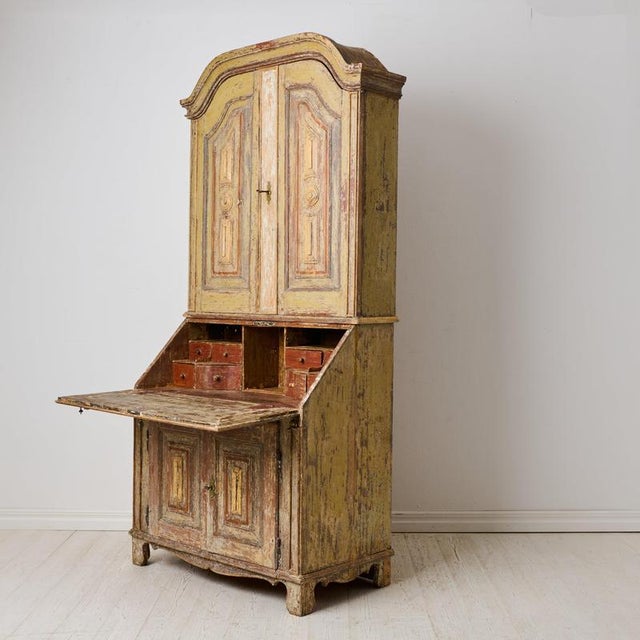 Antique Folk Art Rustic Swedish Writing Cabinet, 1820 For Sale - Image 3 of 13