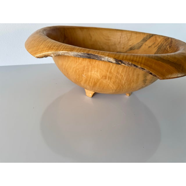 Box Elder Organic Hand-Turned Wood Footed Bowl With Natural Grain For Sale - Image 12 of 12