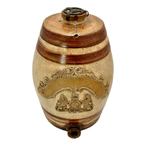 Antique Stephen Greens Lambeth Salt Glaze Stoneware 2 Gallon English Pub Brandy Dispenser Cask - Circa 1840s