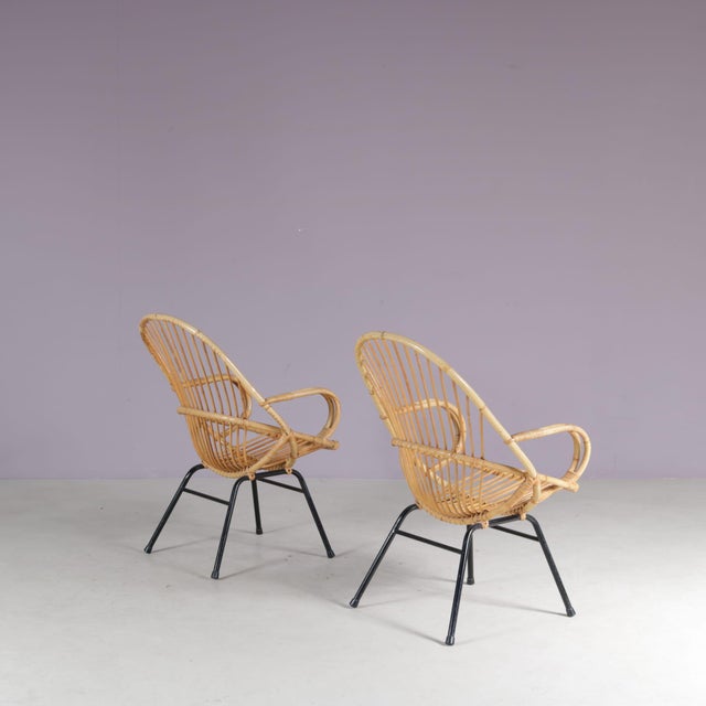 A nice pair of easy chairs from the 1950s by Dutch manufacturer Gebroeders Jonkers in highly recognizable style! The...