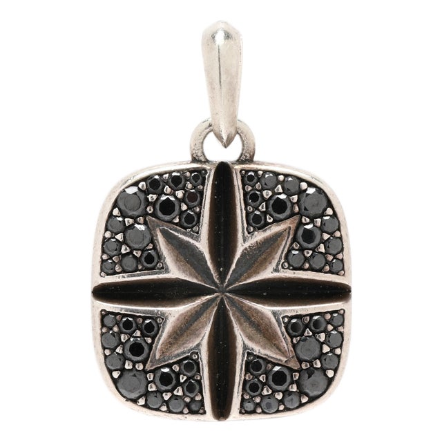 David Yurman North Star Black Diamond Charm, Sterling Silver, Length 1 In For Sale