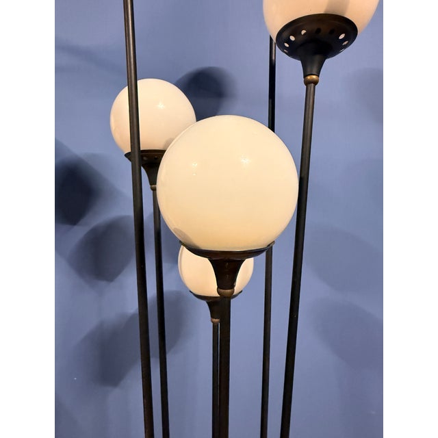 Mid-Century Modern Vintage Sapling Floor Lamp in Opaline Glass and Brass, 1960s For Sale - Image 3 of 10