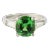 Cushion Shaped 2.78 Carat Tsavorite Garnet Diamond Platinum Ring size 4.5 For Sale