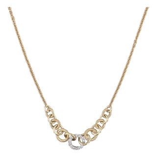 Mid 20th Century 0.18ctw Diamond Circles Necklace 18k Yellow Gold 17.25" Cable Chain For Sale