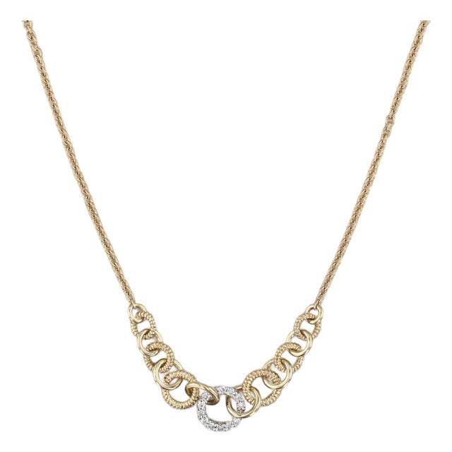 Mid 20th Century 0.18ctw Diamond Circles Necklace 18k Yellow Gold 17.25" Cable Chain For Sale