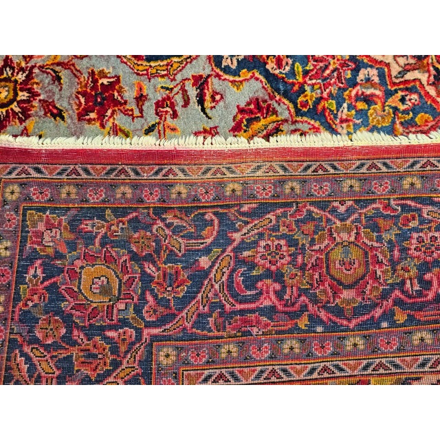 Early 20th Century Persian Kashan Rug, Hand-Knotted Wool, Floral Pattern, Turquoise & Red,6x9 For Sale - Image 10 of 18