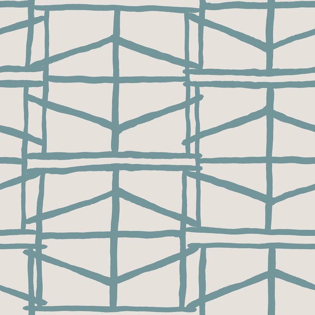 Contemporary Sample - Abacus Wallpaper by Susan Hable in Blue For Sale - Image 3 of 3