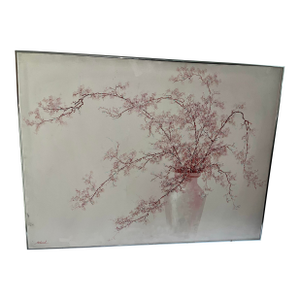 Roland Partos Large Acrylic on Canvas Painting of a Flowering Vine in a Vase