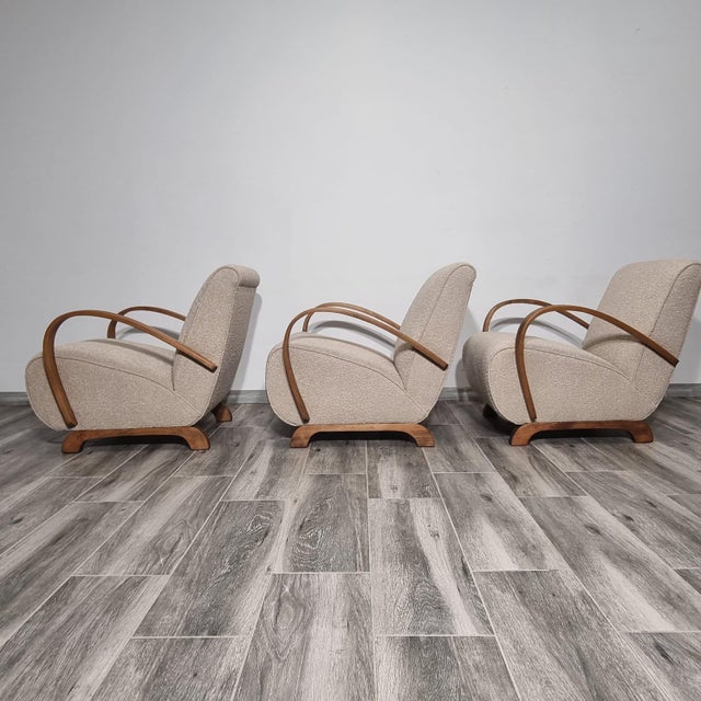 Lounge Chairs by Jindrich Halabala, 1940s, Set of 3 For Sale - Image 9 of 18