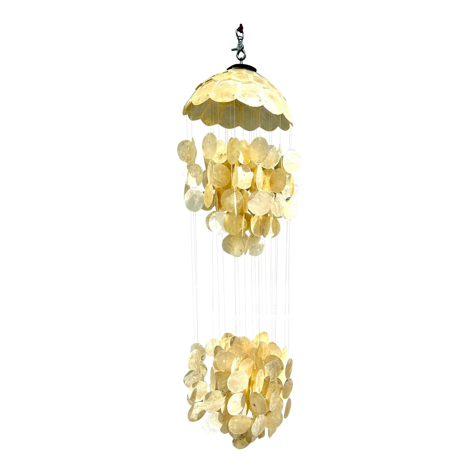 Mid 20th Century Capiz Shell Chandelier, Wind Chime | Chairish