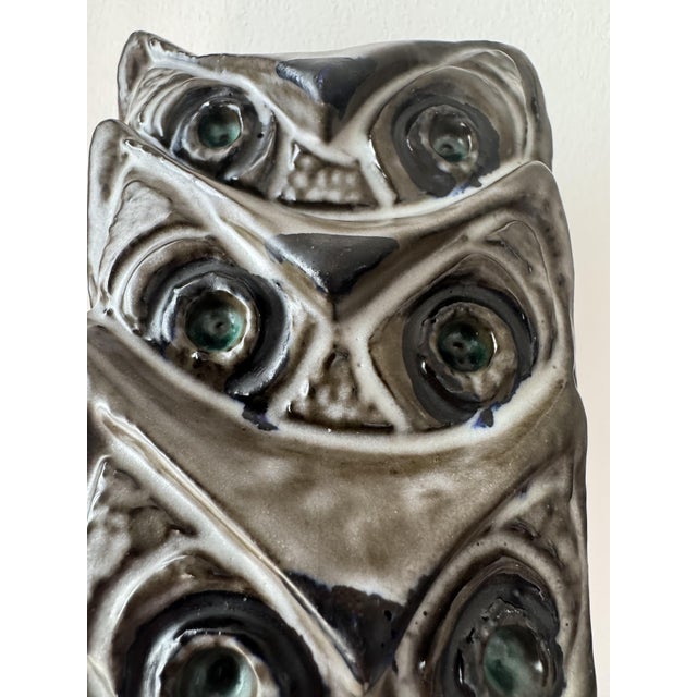 Black Swedish Artist, Three Owls, 1970s, Ceramic and Enamel For Sale - Image 8 of 9