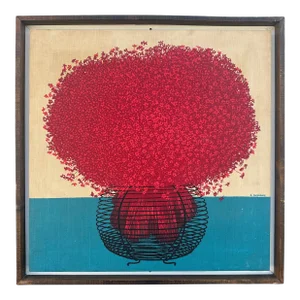 Robert Bushong for Tom Tru Studios Mid-Century Serigraph on Canvas
