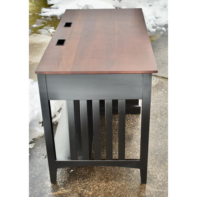 1990s Vtg. Ethan Allen "Impressions" Black & Cherry Home Office Desk For Sale - Image 5 of 13