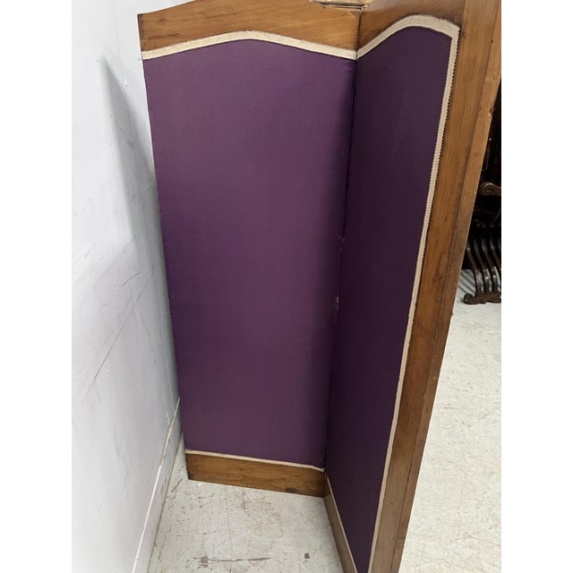 Purple Four-Panel Screen with Oval Tapestry For Sale - Image 8 of 10