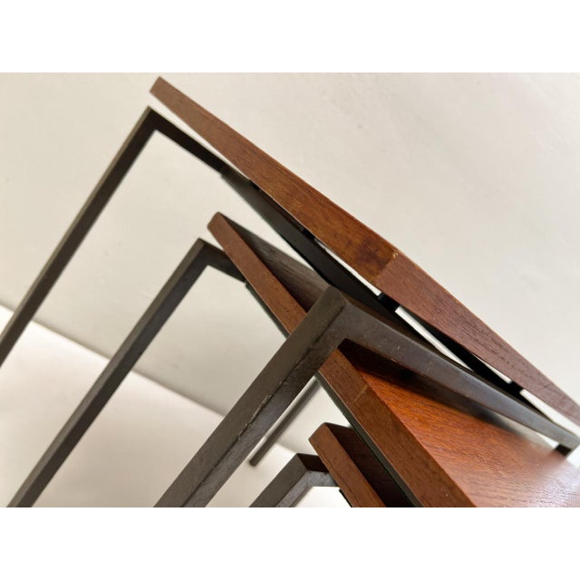 Brown Vintage Nesting Tables attributed to Cees Braakman for Pastoe, 1960s, Set of 3 For Sale - Image 8 of 10