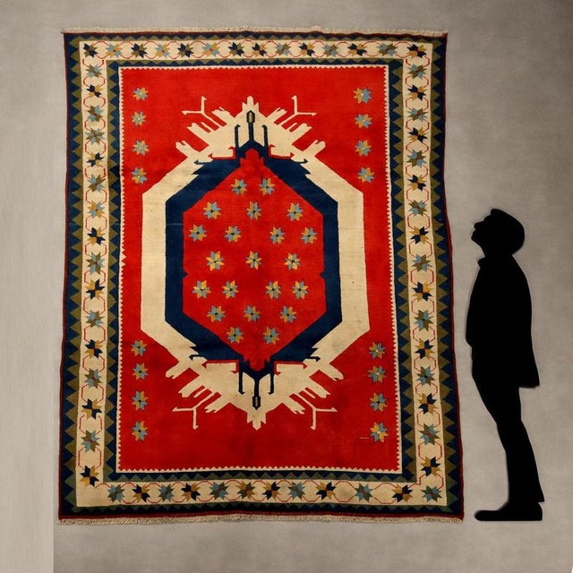 Kars rug in wool, large knot, hand-made. This piece is attributed to the mentioned designer/maker. It has no attribution...