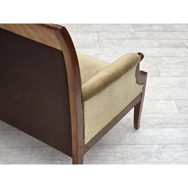Danish 2-Seater Highback Sofa in Furniture Velour and Lacquered Teak Wood, 1950s For Sale - Image 9 of 18