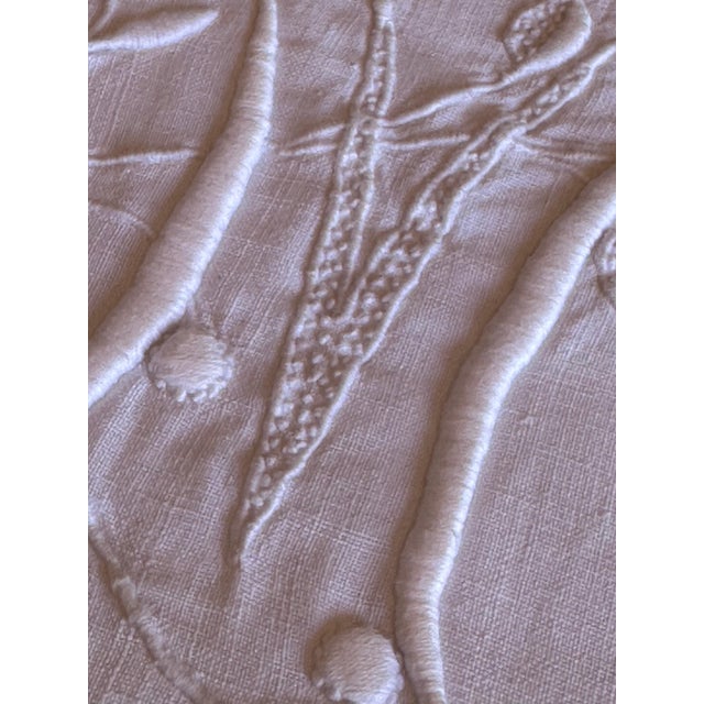 French Antique French Linen Sheet With Hand Crochet Lace Trim Monogrammed White Trousseau Sheet Romantic French Bedding For Sale - Image 3 of 12