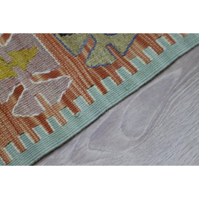1980s 1980s Farmhouse Blue Geometric Kilim For Sale - Image 5 of 8