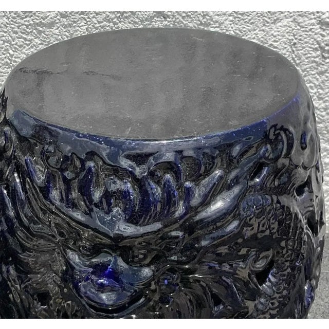 Ceramic Vintage Boho Glazed Ceramic Dragon Stools - a Pair For Sale - Image 7 of 8