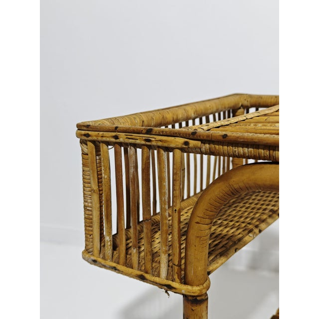 Bamboo bar cart, Italian-made in the 1970s intact and in good condition.