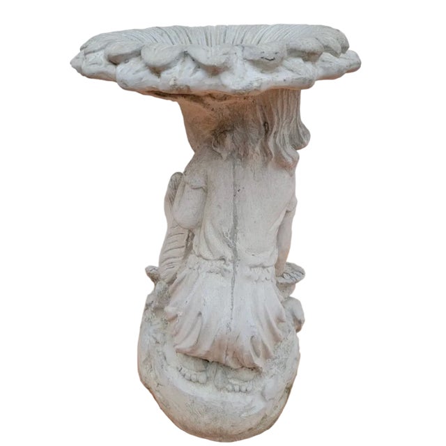 Mid 20th Century Vintage Figural Birdbath With Child & Sunflower For Sale - Image 5 of 7