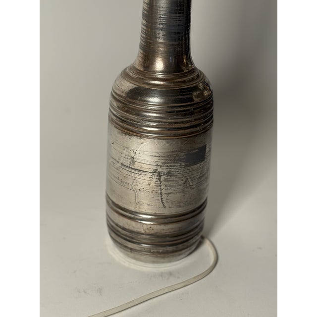 Large Stoneware Table Lamp in Silver Glaze by Bitossi for Bergboms, 1970s For Sale - Image 9 of 15