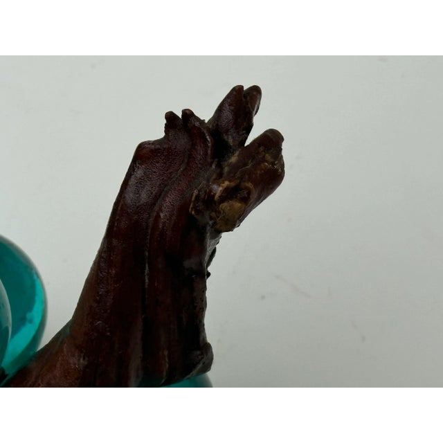 Wood 1950s Vintage Lucite Turquoise Blue Grape Cluster With Wood Stem For Sale - Image 7 of 9