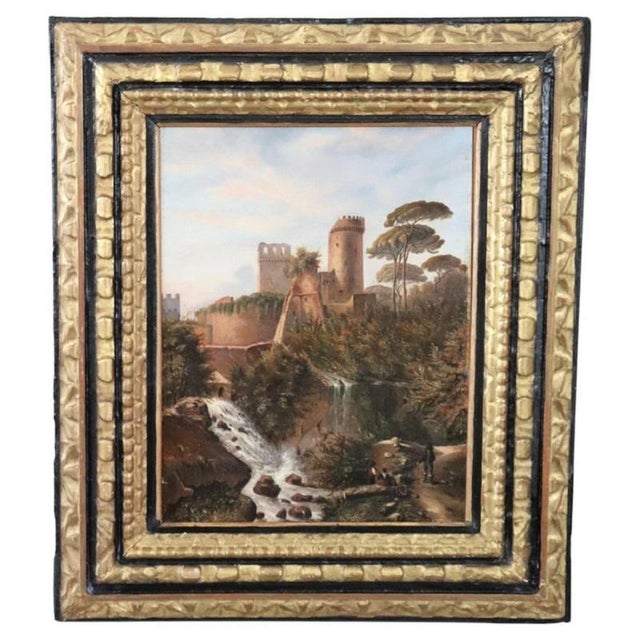 M.G., Landscape with Castle, 18th Century, Oil Painting on Canvas, Framed For Sale - Image 18 of 18