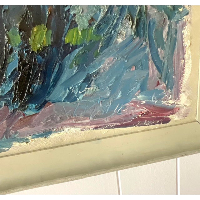 Abstract Vintage Boho Abstract Expressionist Signed Original Oil on Canvas 1963 For Sale - Image 3 of 7