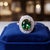 Contemporary 18kt Gia Zambia Oval Emerald Diamond Halo Ring, Size 6.5 For Sale - Image 3 of 5