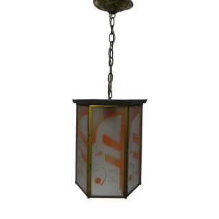 Art Deco Hanging Lamp with Glass Plates For Sale