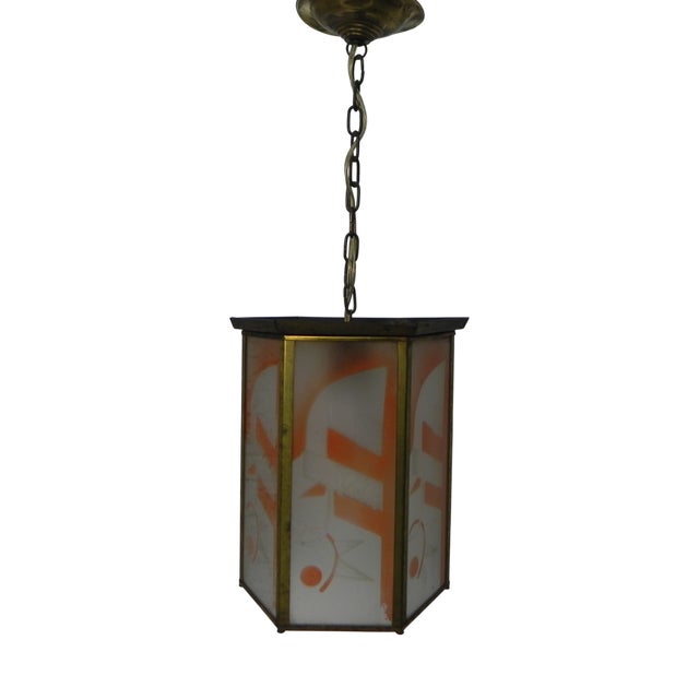 Art Deco Hanging Lamp with Glass Plates For Sale