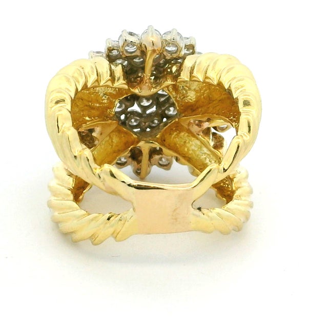 Vintage 18k Gold Diamond Bombe Cocktail Ring, 3.75 Carats, Size 7 For Sale In Miami - Image 6 of 14