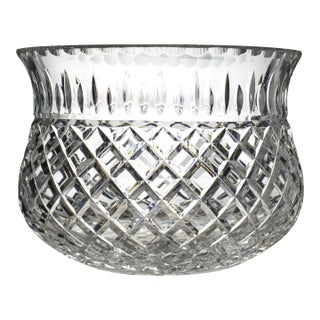 Late 20th Century Large Dimond Cut Design Crystal Bowl For Sale