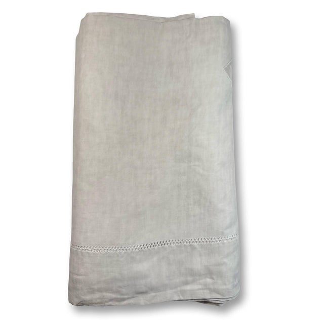 Gemstone Antique French Linen Sheet Circa 1920 Pf Monogram Whitework Embroidery Handworked Hemstitch Trousseau Bedding For Sale - Image 7 of 12