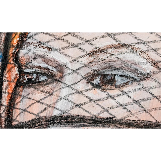Wood Evocative Boho Style Nude Female Charcoal Portrait Drawing Gold Frame For Sale - Image 7 of 14