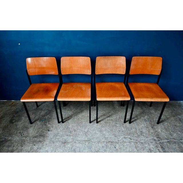 Modernist Chairs in Wood and Metal, 1970s, Set of 4 For Sale - Image 4 of 18