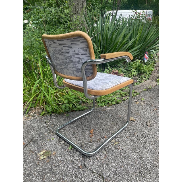 Mid-Century Modern Set of 6 Vintage Cesca Style S64 Chrome & Upholstered Cantilever Dining Chairs For Sale - Image 3 of 7